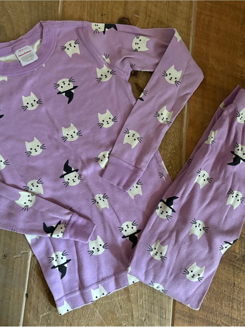 Hanna Andersson Purple Cat Print Pajama Set